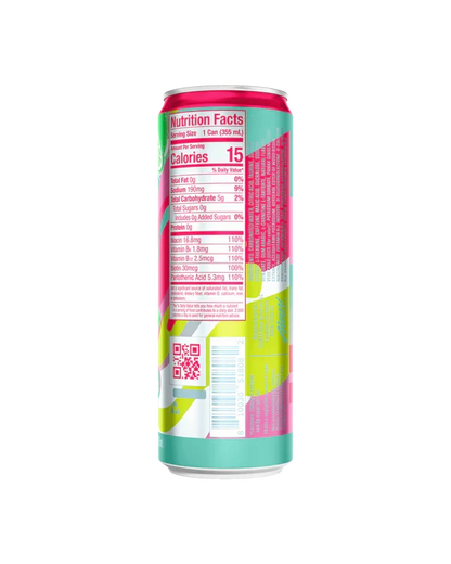 Alani Nu Cherry Twist Limited Edition Energy Drink back label — nutrition facts, 10 calories