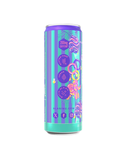 Alani Nu Purple Cotton Candy Energy Drink 12 fl oz can side view
