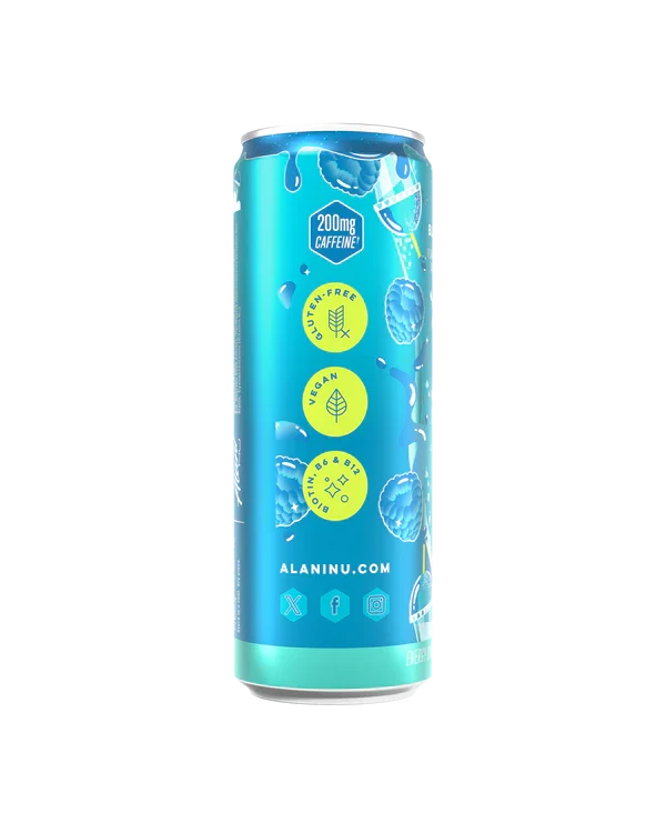 Alani Nu Blue Slush by Whitney Simmons Energy Drink 12 fl oz can side view