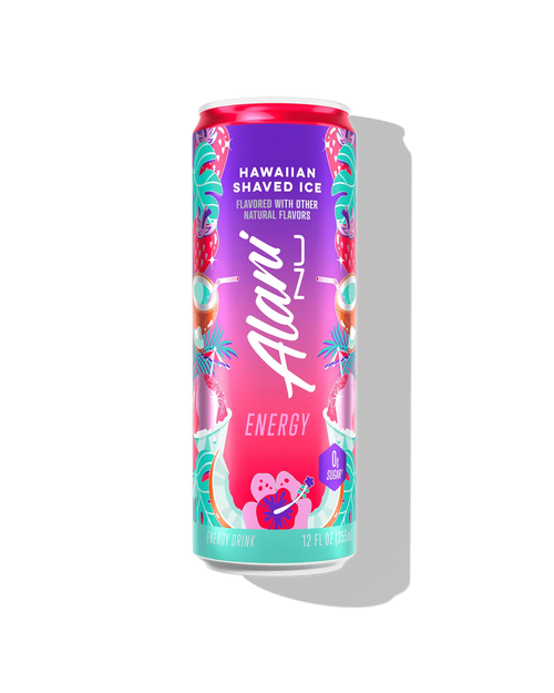 Alani Nu Hawaiian Shaved Ice by Brittany Mahomes Energy Drink 12 fl oz can front — tropical flavor, 200mg caffeine