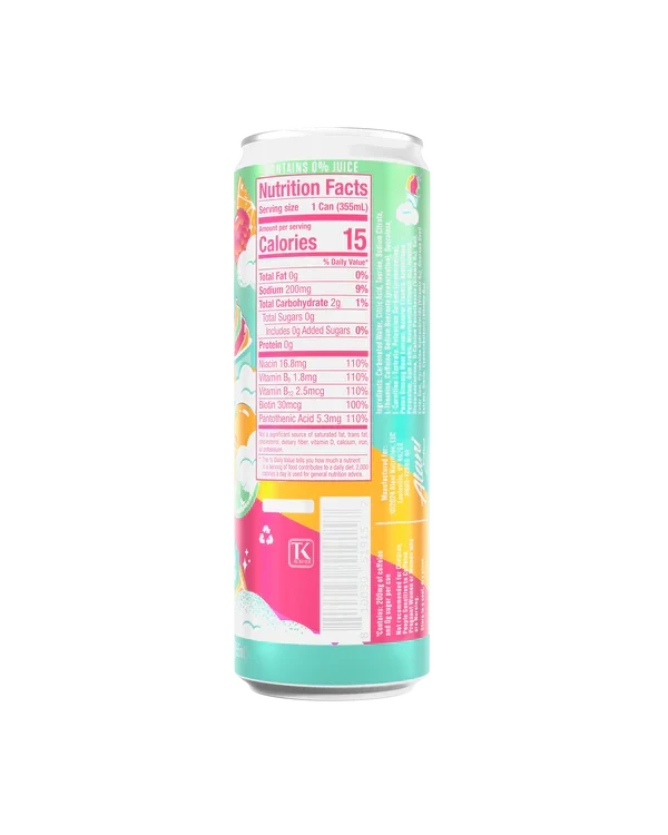 Alani Nu Sherbet Swirl Energy Drink back label — nutrition facts, 10 calories