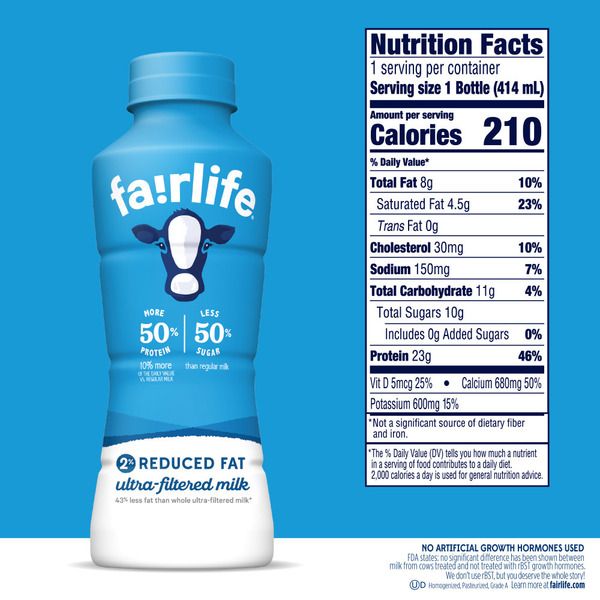 fairlife 2% Reduced Fat Ultra-Filtered Milk / 12 Pack